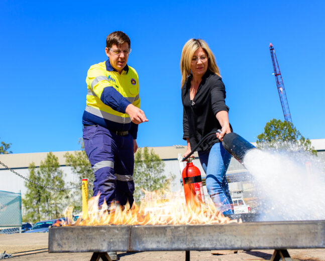 Demonstrate First Attack Firefighting Equipment