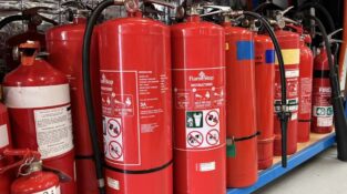 Santos Fire Watcher 1.6 & 2.8 showing a range of different types of red fire extinguishers